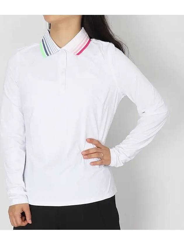 Genuine Women s Lip Pleated Contrast Collar Silky Tech Nylon Long Sleeve Polo G4LF23K875A SNO - G/FORE - BALAAN 2