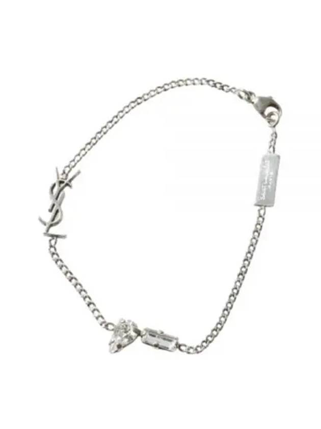 Opyum Charm Bracelet In Metal And Rhinestone Oxidized Silver - SAINT LAURENT - BALAAN 2