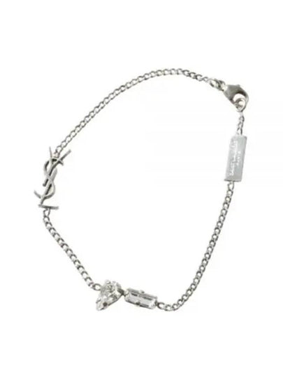 Opyum Charm Bracelet In Metal And Rhinestone Oxidized Silver - SAINT LAURENT - BALAAN 2