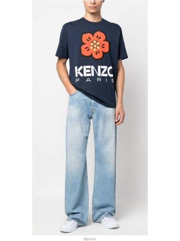 Boke Flower Short Sleeve T-Shirt Navy - KENZO - BALAAN 4