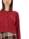 Logo Patch Cardigan Red - VIVIENNE WESTWOOD - BALAAN 5