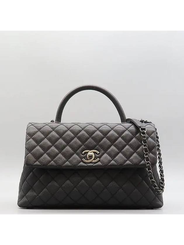 A92992 Black Caviar Silver Logo COCO Handle Large Tote Bag Chain Strap 2WAY - CHANEL - BALAAN 2