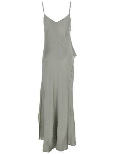 'Luisiana' Green Dress With Spaghetti Straps And Front Ruffle In Satin Woman - ANTONELLI - BALAAN 2