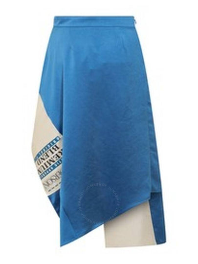 Jw Anderson Ladies Blue / White Asymmetric Care Label Skirt, Brand Size 6 (US Size 2) - JW ANDERSON - BALAAN 2