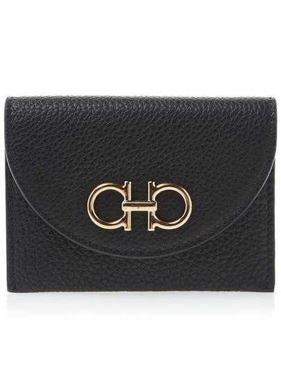 Gancini Compact Card Wallet Black - SALVATORE FERRAGAMO - BALAAN 2