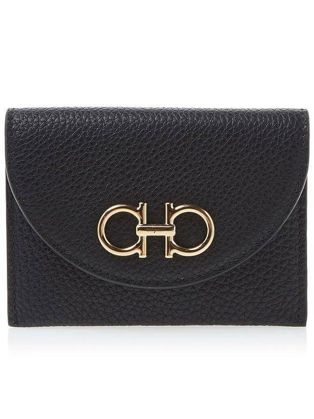 Gancini Compact Card Wallet Black - SALVATORE FERRAGAMO - BALAAN 2