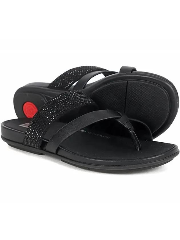 Gracie Strappy Toe Post Leather Slippers Black - FITFLOP - BALAAN 3