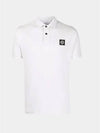 Men's Two Line Wappen Patch Cotton Short Sleeve Polo Shirt White - STONE ISLAND - BALAAN 2