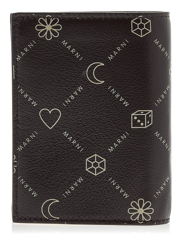 Graphic Logo Leather Half Wallet Black - MARNI - BALAAN 4