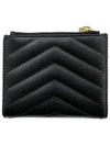 Cassandre Matelasse Grain De Poudre Embossed Leather Half Wallet Black - SAINT LAURENT - BALAAN 3