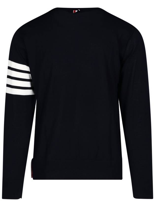 4 Bar Armband Classic Merino Wool Knit Top Navy - THOM BROWNE - BALAAN 4