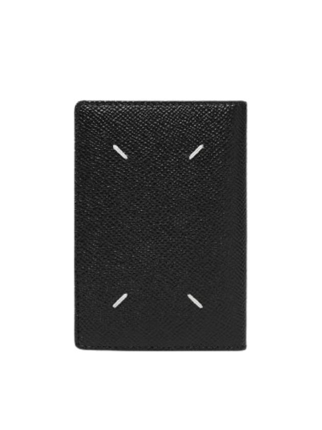 Stitched Bi-Fold Leather Card Wallet Black - MAISON MARGIELA - BALAAN 2