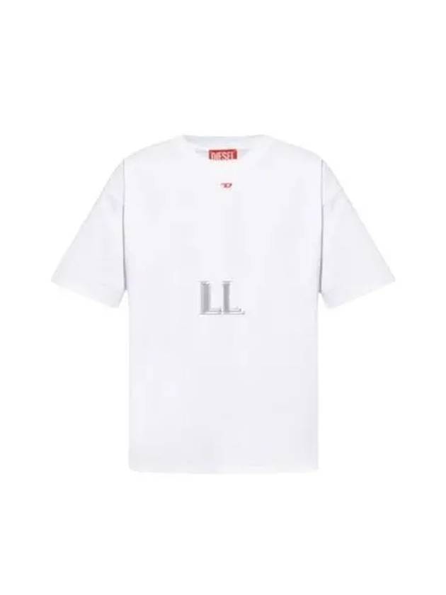 Embroidered D Patch Short Sleeve T-Shirt White - DIESEL - BALAAN 2