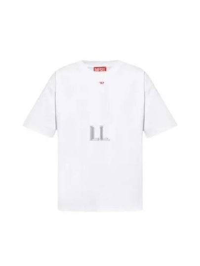 Embroidered D Patch Short Sleeve T-Shirt White - DIESEL - BALAAN 2