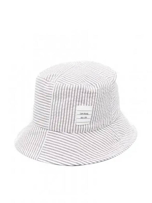 Quarter Combo Striped  Cotton Bucket Hat Grey - THOM BROWNE - BALAAN 2