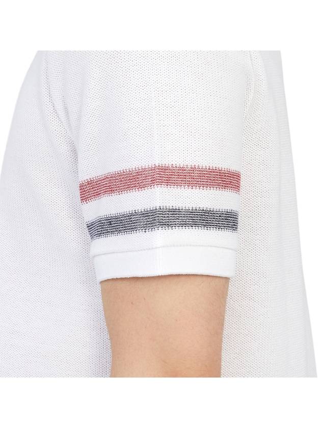 Men's RWB Stripe Cotton Polo Shirt White - THOM BROWNE - BALAAN 11