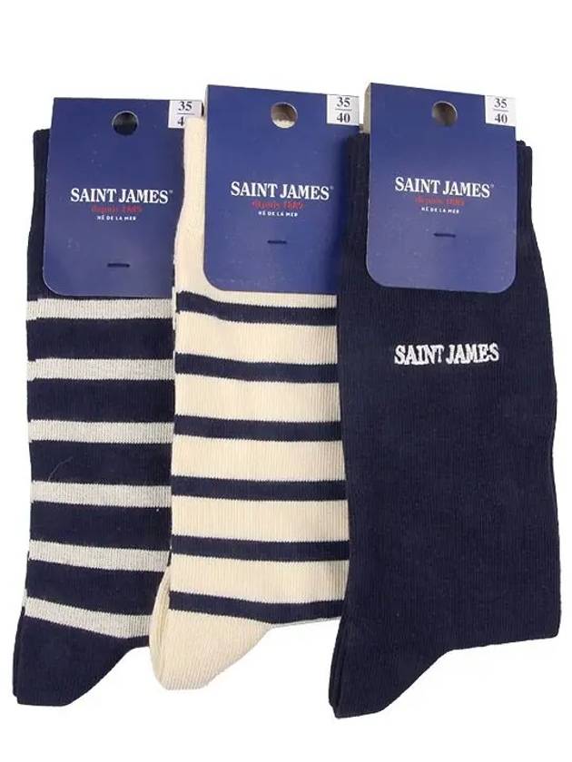 Embroidered logo plain socks 1189 MARINE - SAINT JAMES - BALAAN 3