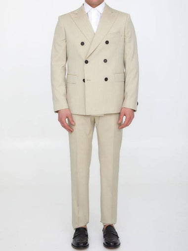 Sand-Colored Wool Two-Piece Suit - TONELLO - BALAAN 1