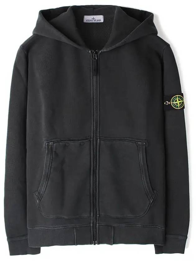 Logo Patch Zip-Up Hoodie Black - STONE ISLAND - BALAAN 2