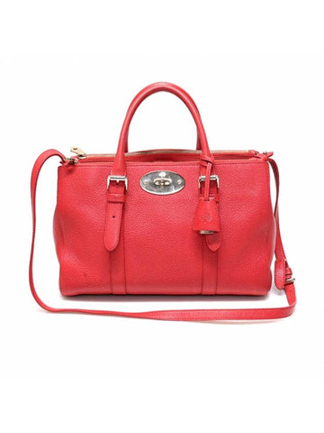 Women s Mulberry HH2840 Hibiscus Red Classic Grain Leather Small Bayswater Double Zip 2WAY gt bag Gangbuk used luxury goods - MULBERRY - BALAAN 1