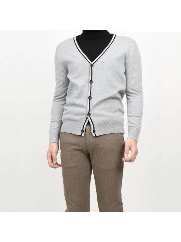 Gray color matching line slim fit cardigan - IKALOOOK - BALAAN 3