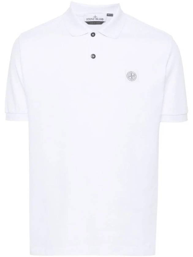 Compass Patch Short Sleeve Polo Shirt White - STONE ISLAND - BALAAN 2