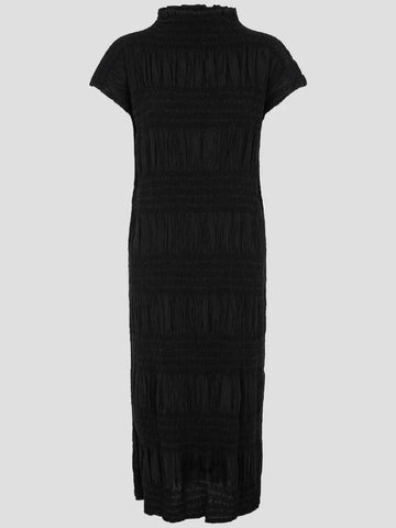 Me Shrink Striped Dress One Piece Black Free Size August 24 - ISSEY MIYAKE - BALAAN 1