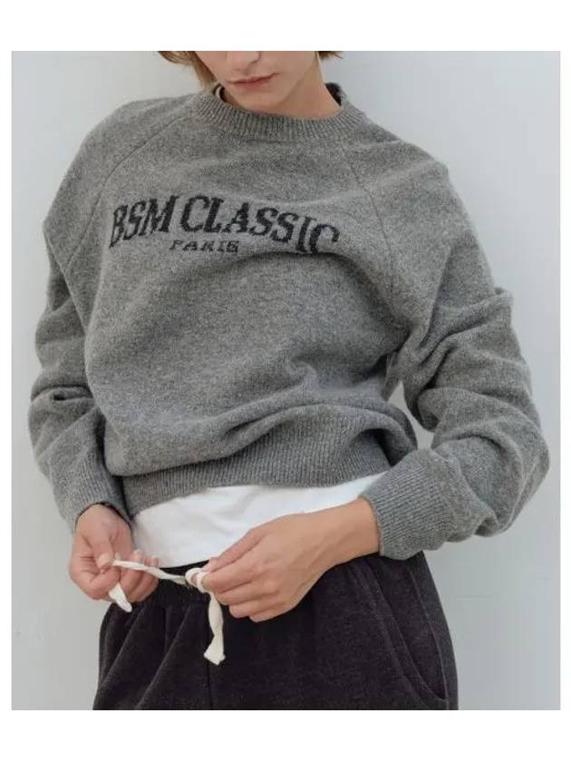 BSM CLASSIC KNIT PULLOVER MELANGE GRAY - BENSIMON - BALAAN 1