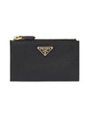 Saffiano Leather Card Wallet Black Silver - PRADA - BALAAN 3