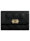 Boy  Flap Card Holder Grained Calfskin Gold Black - CHANEL - BALAAN 2