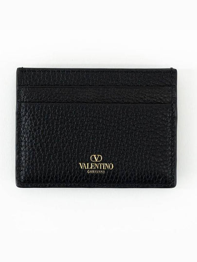 Rockstud Leather Card Wallet Black - VALENTINO - BALAAN 2