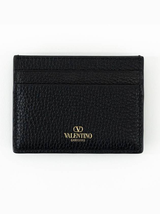 Rockstud Leather Card Wallet Black - VALENTINO - BALAAN 5