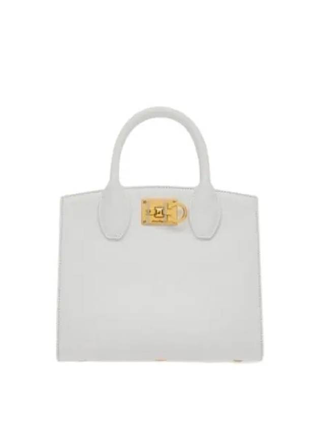 Gancini Studio Box Tote Bag White - SALVATORE FERRAGAMO - BALAAN 2