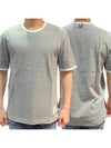 Men's Contrast Trim Short Sleeve T-Shirt  Light Grey - THOM BROWNE - BALAAN 2