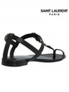 Cassandra Smooth Leather Flat Sandals Black - SAINT LAURENT - BALAAN 4