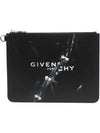 Trompe L'Eil Logo Leather Large Pouch Clutch Bag Black - GIVENCHY - BALAAN.