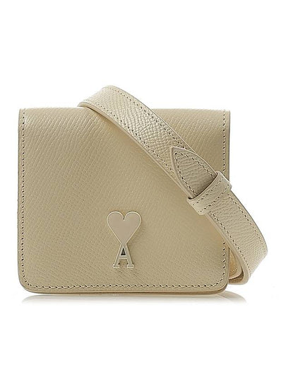 Heart Logo Strap Card Wallet Ivory - AMI - BALAAN 2