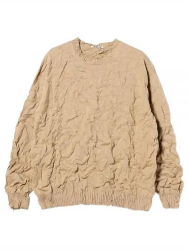 24 WRINKLED DRY COTTON KNIT PO BEIGE A24SP02CS Wrinkle pullover - AURALEE - BALAAN 1