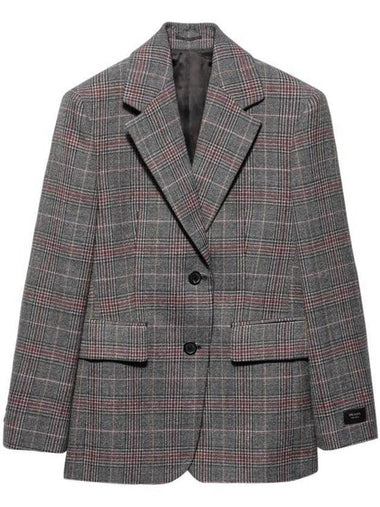 Prince Of Wales Check Jacket Grey - PRADA - BALAAN 1