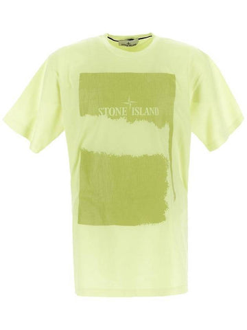 Crew Neck Cotton Short Sleeve T-Shirt Light Yellow - STONE ISLAND - BALAAN 1