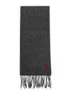 Small Heart Logo Classic Wool Scarf Dark Grey - AMI - BALAAN 2