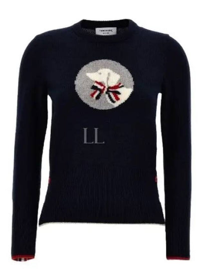 Hector Bow Virgin Wool Knit Top Navy - THOM BROWNE - BALAAN 2