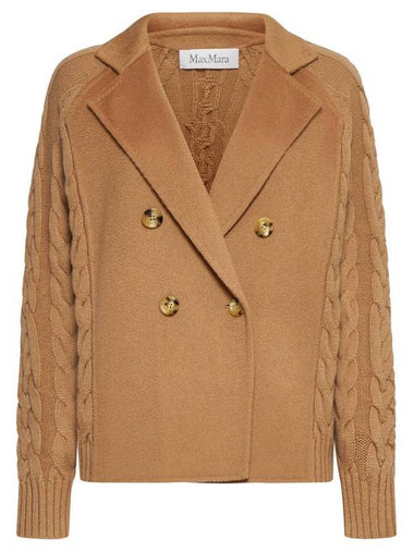 Micio Double-Breasted Long-Sleeve Cardigan Camel - MAX MARA - BALAAN 1