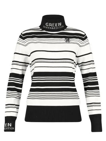 Women s Turtleneck Multi Stripe Long Sleeve Knit Shirt GQ4A634W - LUX GOLF - BALAAN 1