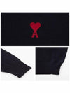 Heart Logo Wool Turtleneck Navy - AMI - BALAAN 7