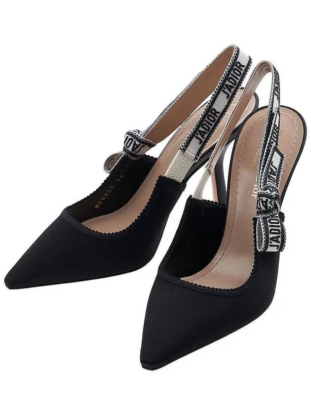 J'adior Embroidered Satin Cotton Slingback Heels Black - DIOR - BALAAN 2