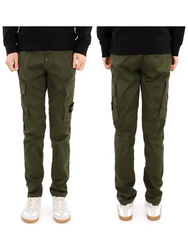 Garment Dyed Old Effect Stretch Broken Twill Cotton Cargo Pants Khaki - STONE ISLAND - BALAAN 3