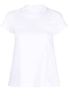 Women's Back Pleated Cotton Short Sleeve T-Shirt White - SACAI - BALAAN 1