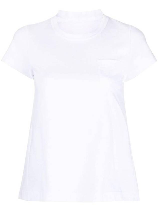 Women's Back Pleated Cotton Short Sleeve T-Shirt White - SACAI - BALAAN 1