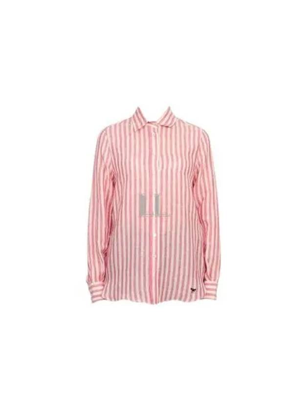 Lari Striped Linen Long Sleeve Shirt Pink - MAX MARA - BALAAN 2